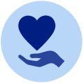 Heart in hand icon