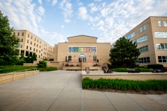 campus building with blue sky