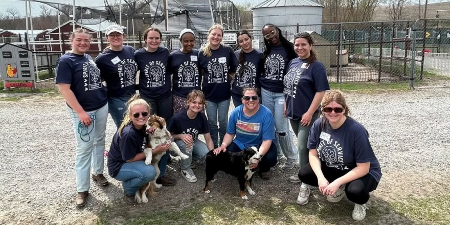 Students from College of Saint Mary volunteer during Spirit of Service